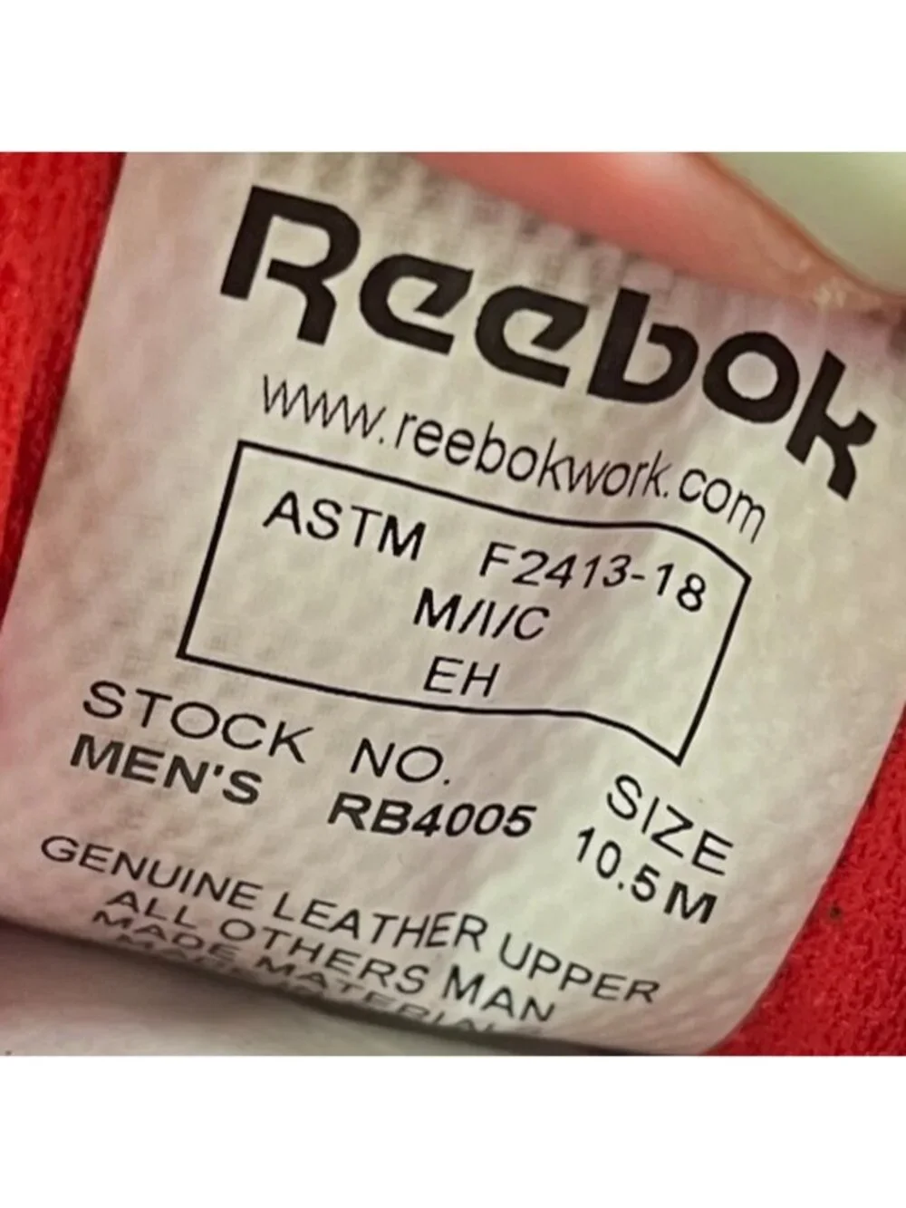 Reebok Sublite SR Mens Size 10.5 Gray Red White Steel Toe Safety Working Shoes